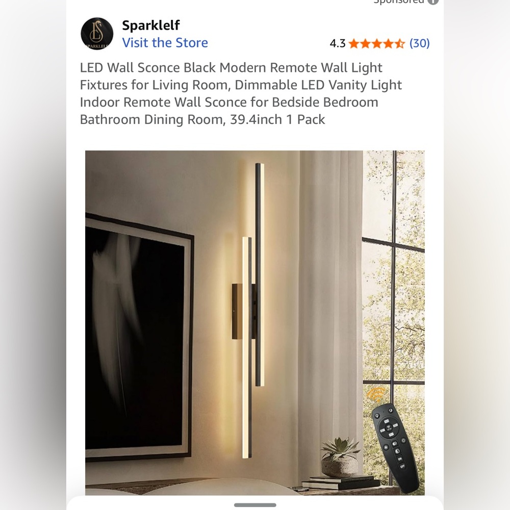Black Modern LED Wall Sconce 2pk